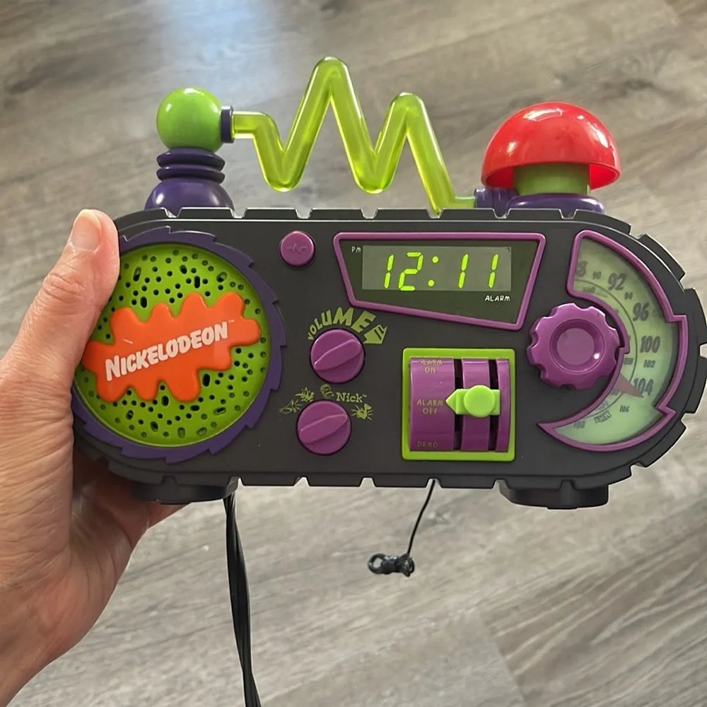 Vintage Nickelodeon Purple Lime Green Clock Radio 1995 90s Kids Teen Timeblaster - Picture 12 of 12